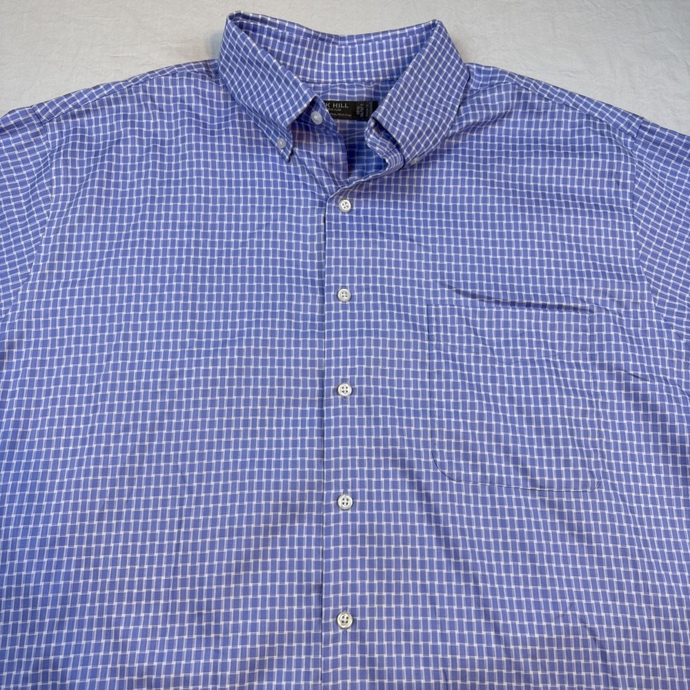 Oak Hill Premium Dress Shirt Non-Iron Supima Cotton Button 18 1/2 36 37 Blue